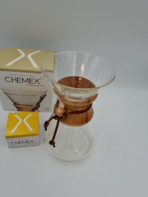 Ny chemex, kaffe brygger inkl glas top og filtre